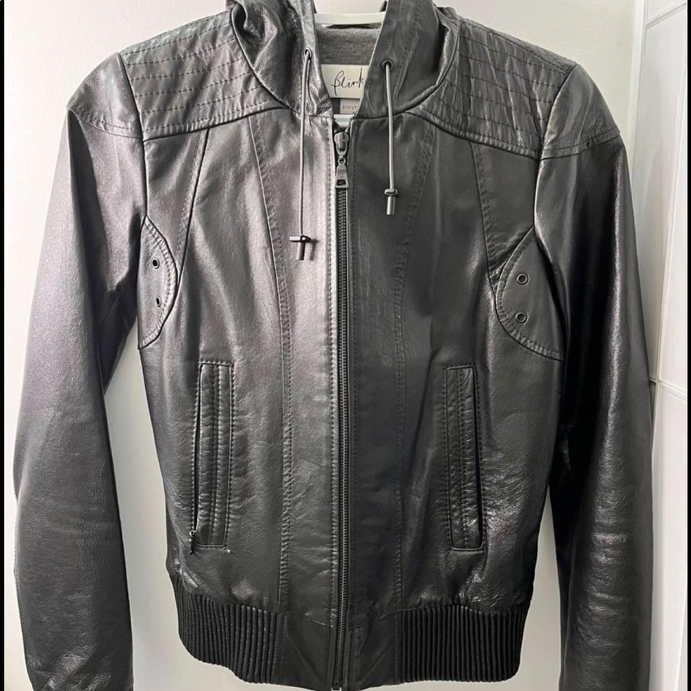 Blink Hooded Genuine Leather Jacket